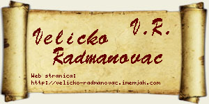 Veličko Radmanovac vizit kartica